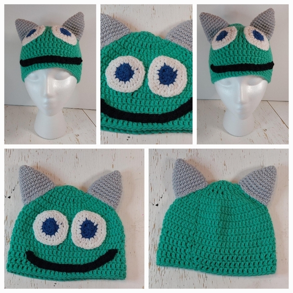Monster Child Handmade Beanie Crochet Stocking Hat Winter Warm Cozy - Picture 2 of 8